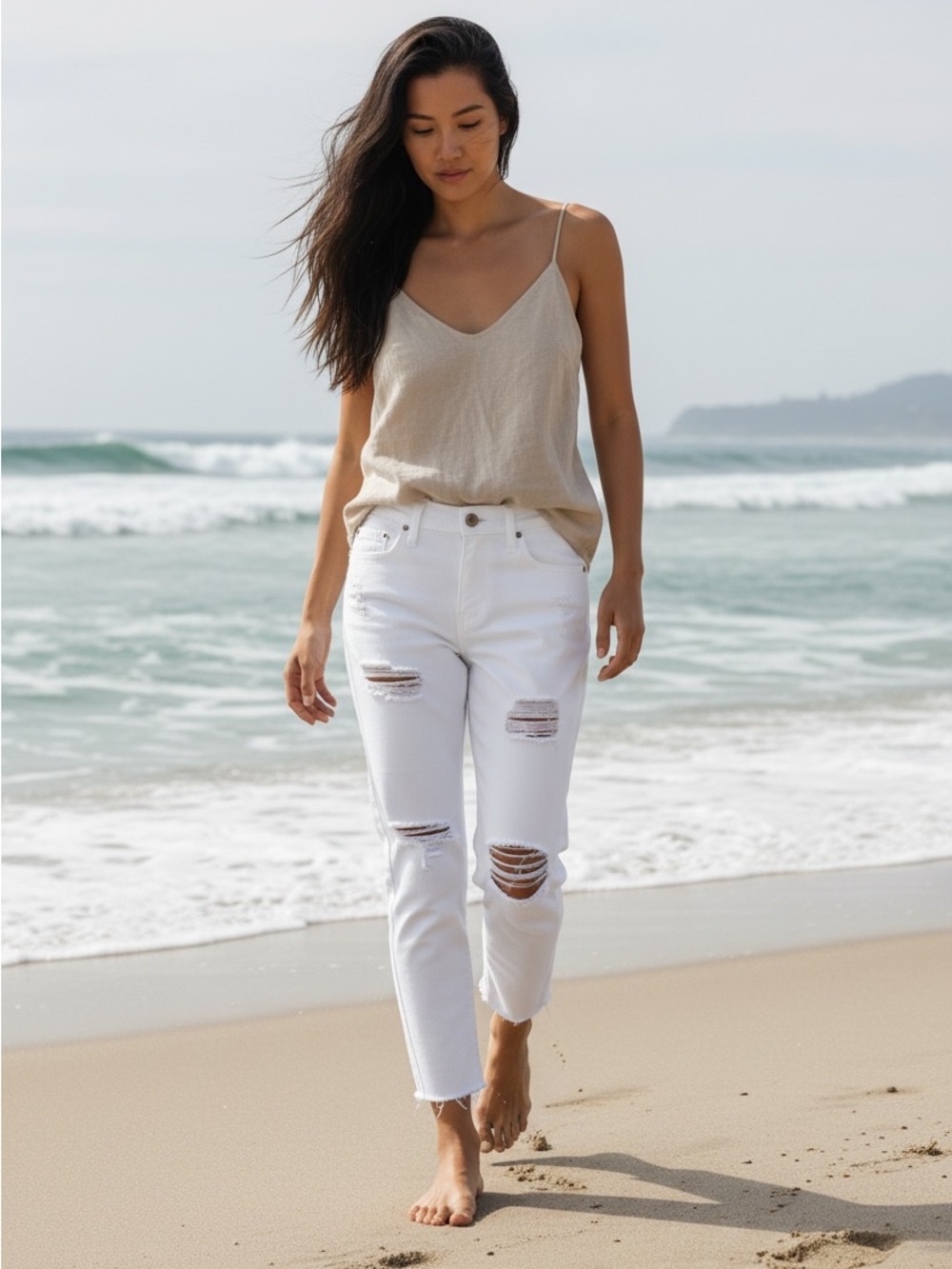 Current/Elliott White Distressed Ankle Jeans NWT